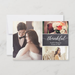 Rustic wedding Horizontal photo collage Thankful Thank You Card