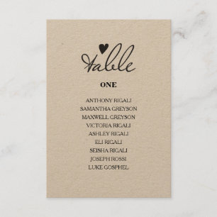 Rustic Wedding Individual Tables Seating Plan Invitation