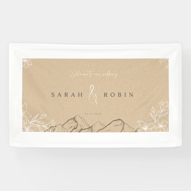 Rustic Wedding Invitation Banner – Textured Tan Ba (Horizontal)
