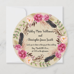 Rustic Wedding Invitation Boho Wedding Invitation
