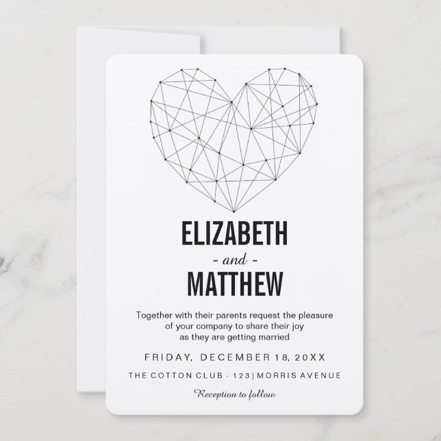 Rustic Wedding invitation | geometric minimalist (Front)
