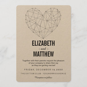 Rustic Wedding invitation   geometric minimalist