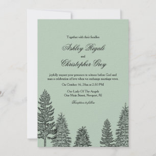 Rustic Wedding Invitation - Pine Tree