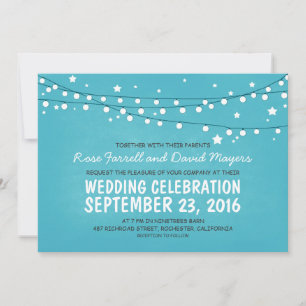 Rustic Wedding Invitation Starry Night Lights