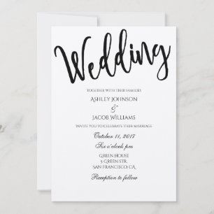 Rustic wedding invitation. Typography invite kraft