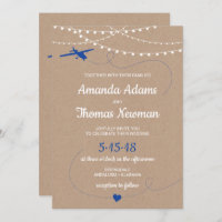 Rustic Wedding Invitation with a plane and lights