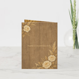 Rustic Wedding Invitation with Floral Beige Roses