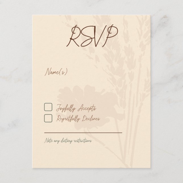 Rustic Wedding Invitations, RSVP Card, Brown Enclosure Card (Front)