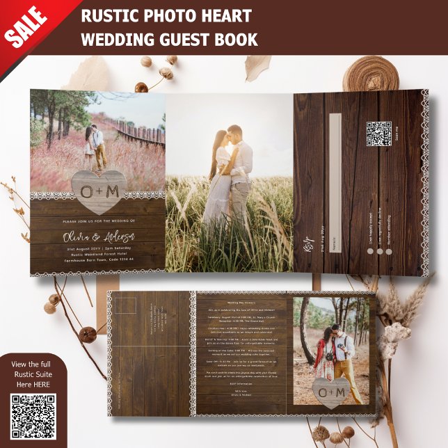 Rustic Wedding Invite Program RSVP Photo Cards (Creator Uploaded)