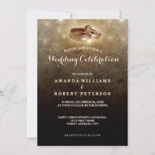 Rustic wedding invitiation with wedding rings invitation