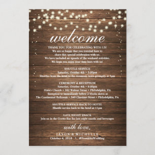 Rustic Wedding Itinerary - Wedding Welcome Letter Programme