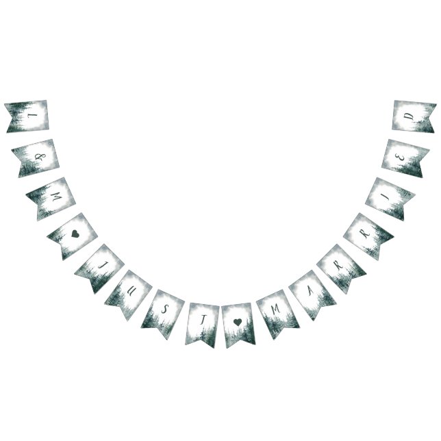 Rustic Wedding Just Married Bunting Banner (All)