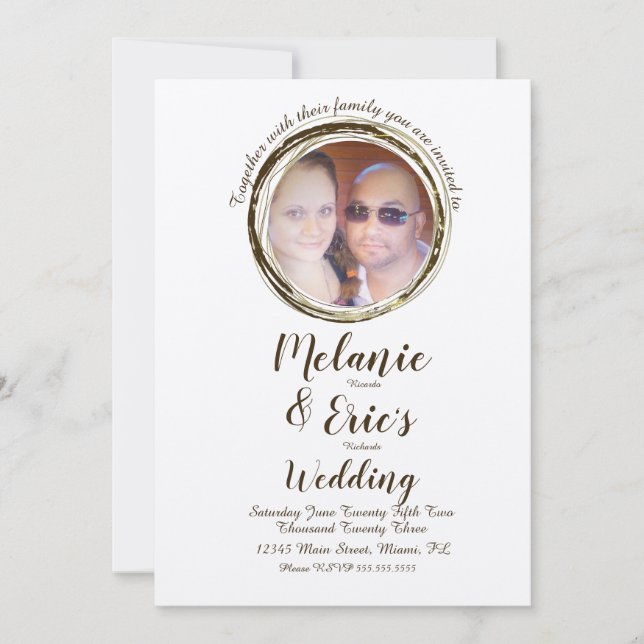 Rustic Wedding Log Rings  Elegant Script Photo  Invitation (Front)