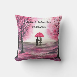 Rustic wedding love couple cherry blossoms tree cushion