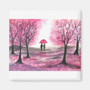 Rustic wedding love couple cherry blossoms tree magnet