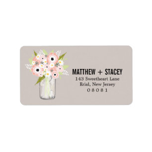 Rustic Wedding Mason Jar and Floral Label