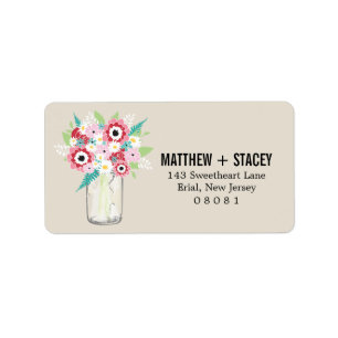 Rustic Wedding Mason Jar and Floral Label