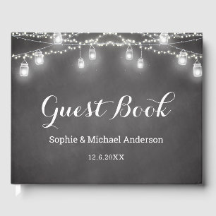 Rustic Wedding Mason Jar Black Guest Book