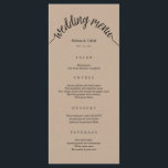 Rustic Wedding Menu Brown Kraft Card<br><div class="desc">Rustic Wedding Menu Brown Kraft Card.
For further customisation,  please click the "customise further" link and use our design tool to modify this template.</div>