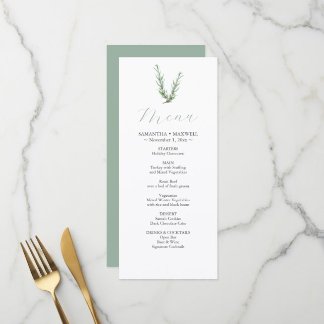 Rustic Wedding Menu for Winter Celebration (Front/Back In Situ)