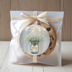 Rustic Wedding Monogram Favour Sticker