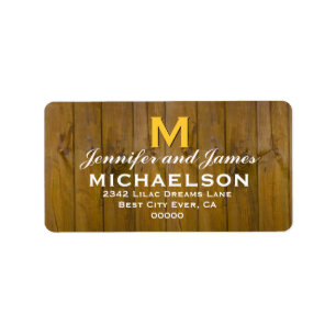 Rustic Wedding Monogram M Template V06 Label