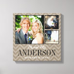 Rustic Wedding Monogram Photo Collage Canvas<br><div class="desc">Add three of your favourite wedding photos to create a beautiful unique photo collage canvas art print. Personalise the design with your family name monogram and wedding date or other custom text. Click Customise It to move photos or change text fonts and colours to create a unique one of a...</div>