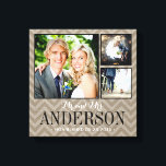 Rustic Wedding Monogram Photo Collage Canvas Print<br><div class="desc">Add three of your favourite wedding photos to create a beautiful unique photo collage canvas art print. Personalise the design with your family name monogram and wedding date or other custom text. Click Customise It to move photos or change text fonts and colours to create a unique one of a...</div>