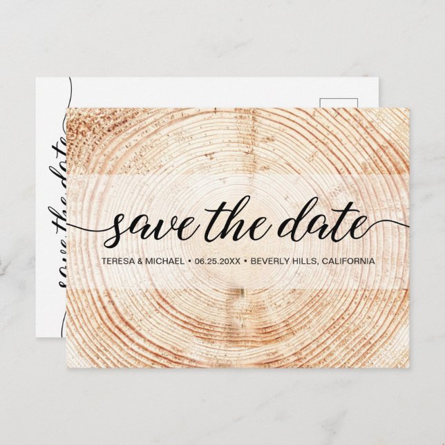 Rustic Wedding No Photo Wood Grain Texture Custom  Postcard (Front/Back)