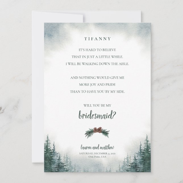 Rustic Wedding Party Bridesmaid Proposal Card (Front)