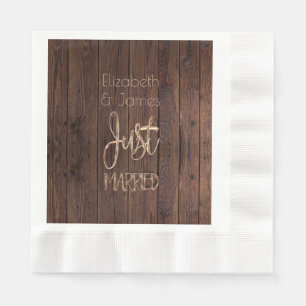 Rustic Wedding Party Brown Country Just Married Napkin