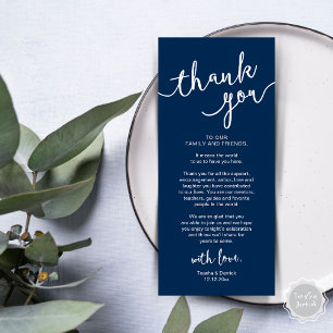Rustic Wedding Place Setting Dinner Thank you Card