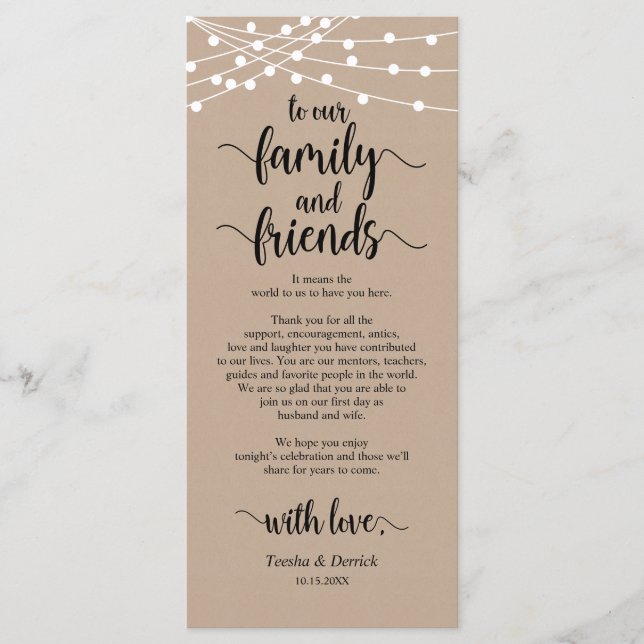 Rustic Wedding Place Setting Thank You Card (Front)