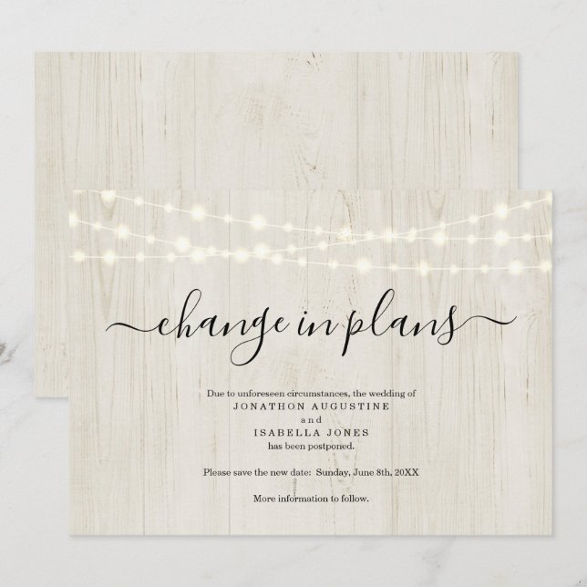 Rustic Wedding Postponement Announcement (Front/Back)