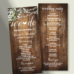 Rustic Wedding Program Greenery Eucalyptus Programme