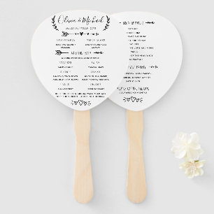 Rustic Wedding Program Order of Events Hand Fan