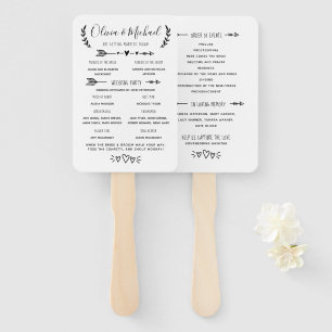 Rustic Wedding Program Order of Events Hand Fan