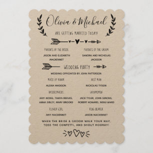 Rustic Wedding Program Order of Events Invitation