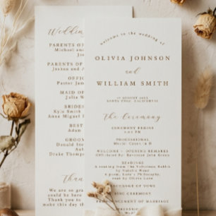 Rustic Wedding Program, Simple Order Of Events Programme