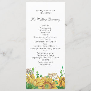 Rustic wedding program Sunflower Country ceremony Programme