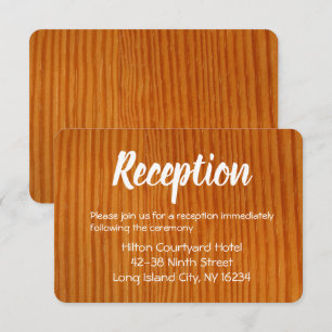 Rustic Wedding Reception Brown Wood White Hearts Invitation