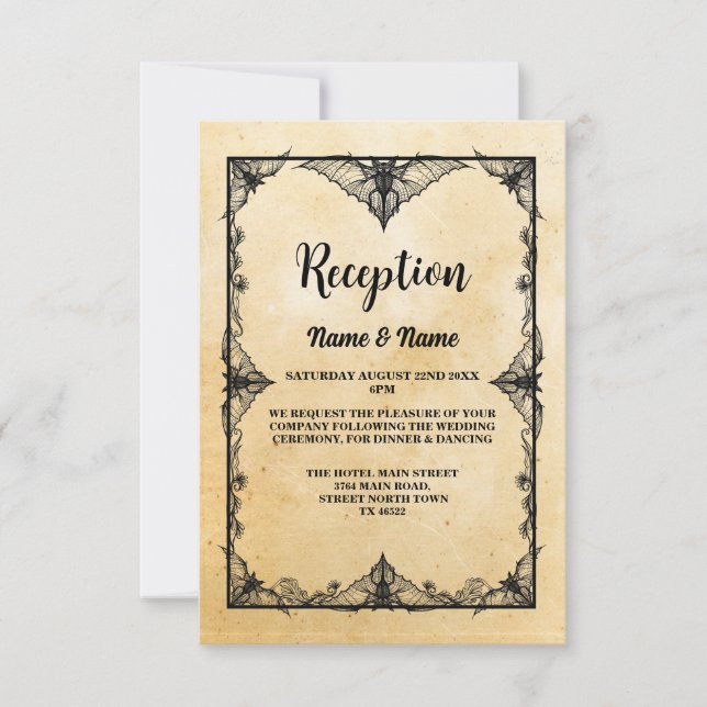 Rustic Wedding Reception Cards Gothic Frame (Front)