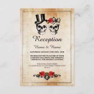 Rustic Wedding Reception Cards Skulls Rose