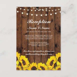 Rustic Wedding Reception Cards Sunflower Wood
