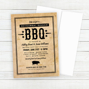 Rustic Wedding Rehearsal Dinner BBQ Invitation