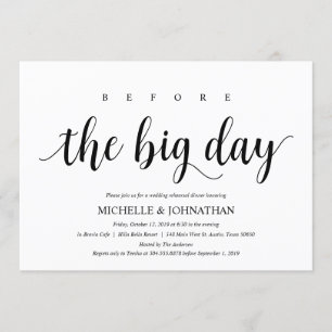 Rustic Wedding Rehearsal Dinner, Black and White Invitation