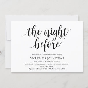Rustic Wedding Rehearsal Dinner, Black and White Invitation