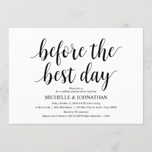 Rustic Wedding Rehearsal Dinner, Black and White Invitation