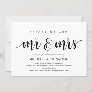 Rustic Wedding Rehearsal Dinner, Black and White Invitation