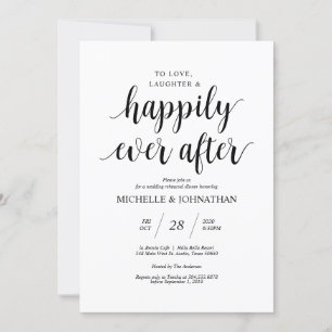Rustic Wedding Rehearsal Dinner, Black font Invitation